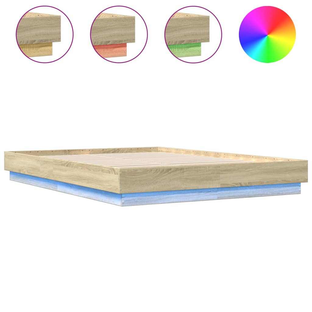 Bed Frame with LED Lights Sonoma Oak 160x200 cm