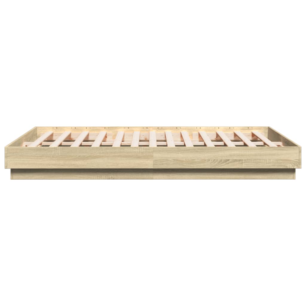 Bed Frame with LED Lights Sonoma Oak 160x200 cm