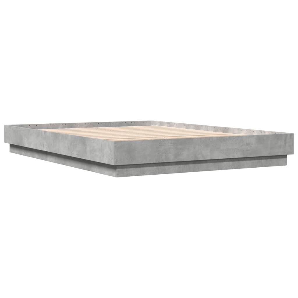 Bed Frame with LED without Mattress Concrete Grey 160x200 cm