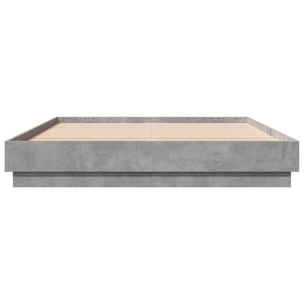 Bed Frame with LED without Mattress Concrete Grey 160x200 cm