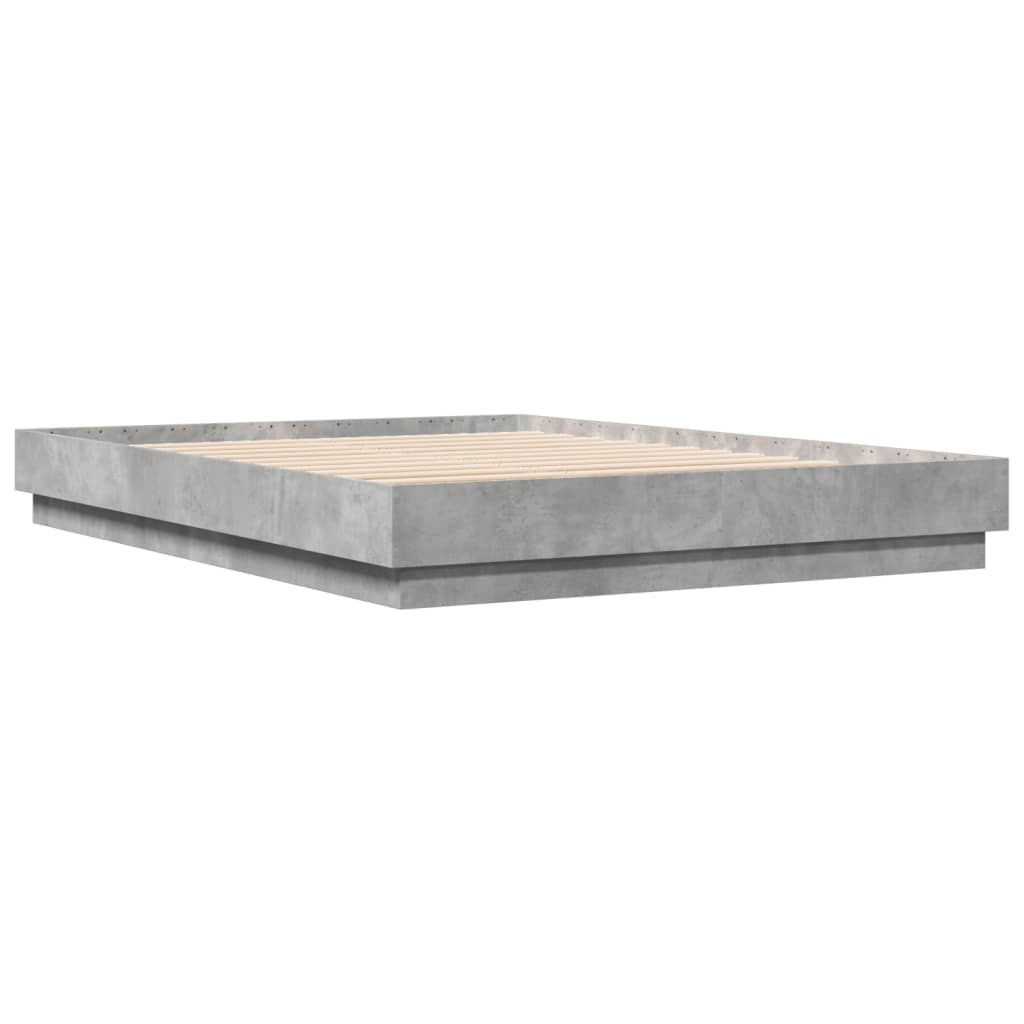 Bed Frame with LED without Mattress Concrete Grey 160x200 cm