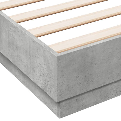 Bed Frame with LED without Mattress Concrete Grey 160x200 cm