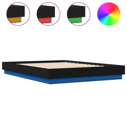 Bed Frame with LED Lights Black 150x200 cm King Size