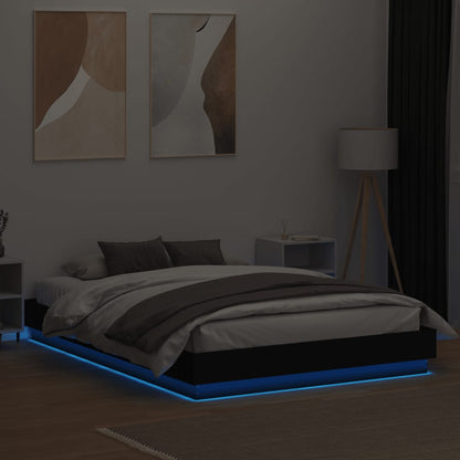 Bed Frame with LED Lights Black 150x200 cm King Size