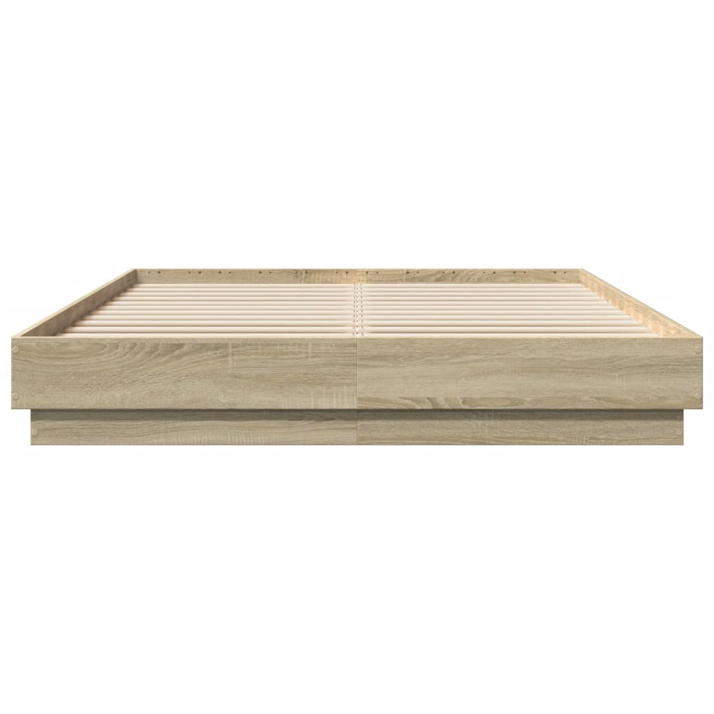 Bed Frame with LED without Mattress Sonoma Oak 150x200 cm King Size