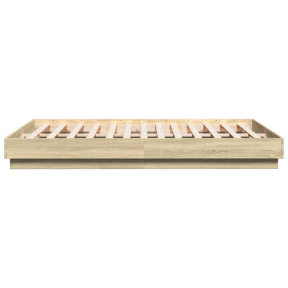 Bed Frame with LED without Mattress Sonoma Oak 150x200 cm King Size