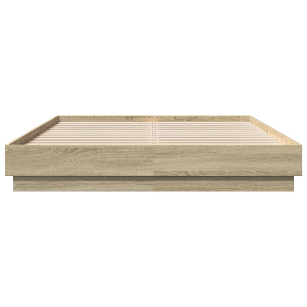 Bed Frame with LED Lights Sonoma Oak 140x200 cm