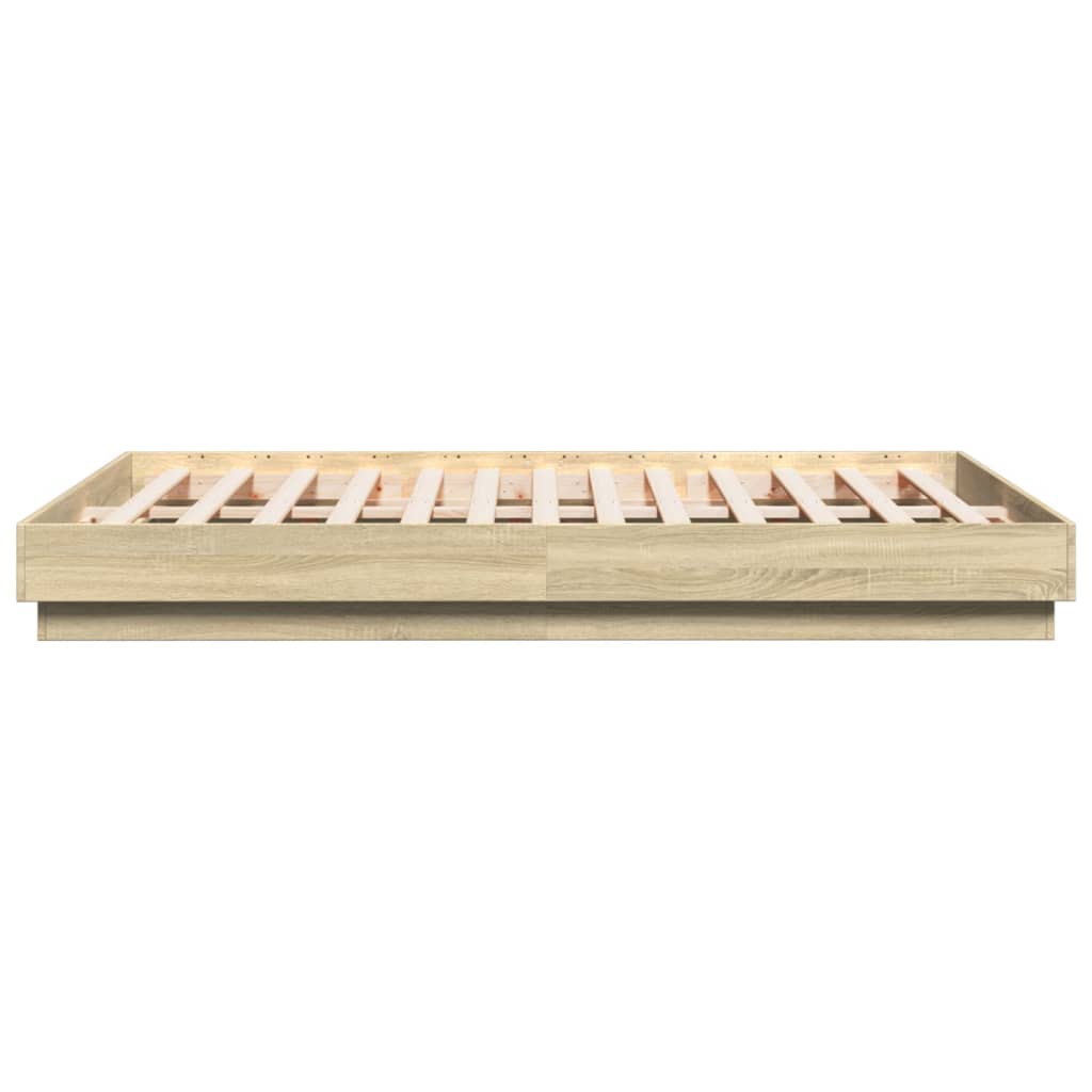 Bed Frame with LED Lights Sonoma Oak 140x200 cm