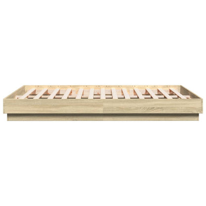 Bed Frame with LED Lights Sonoma Oak 140x200 cm