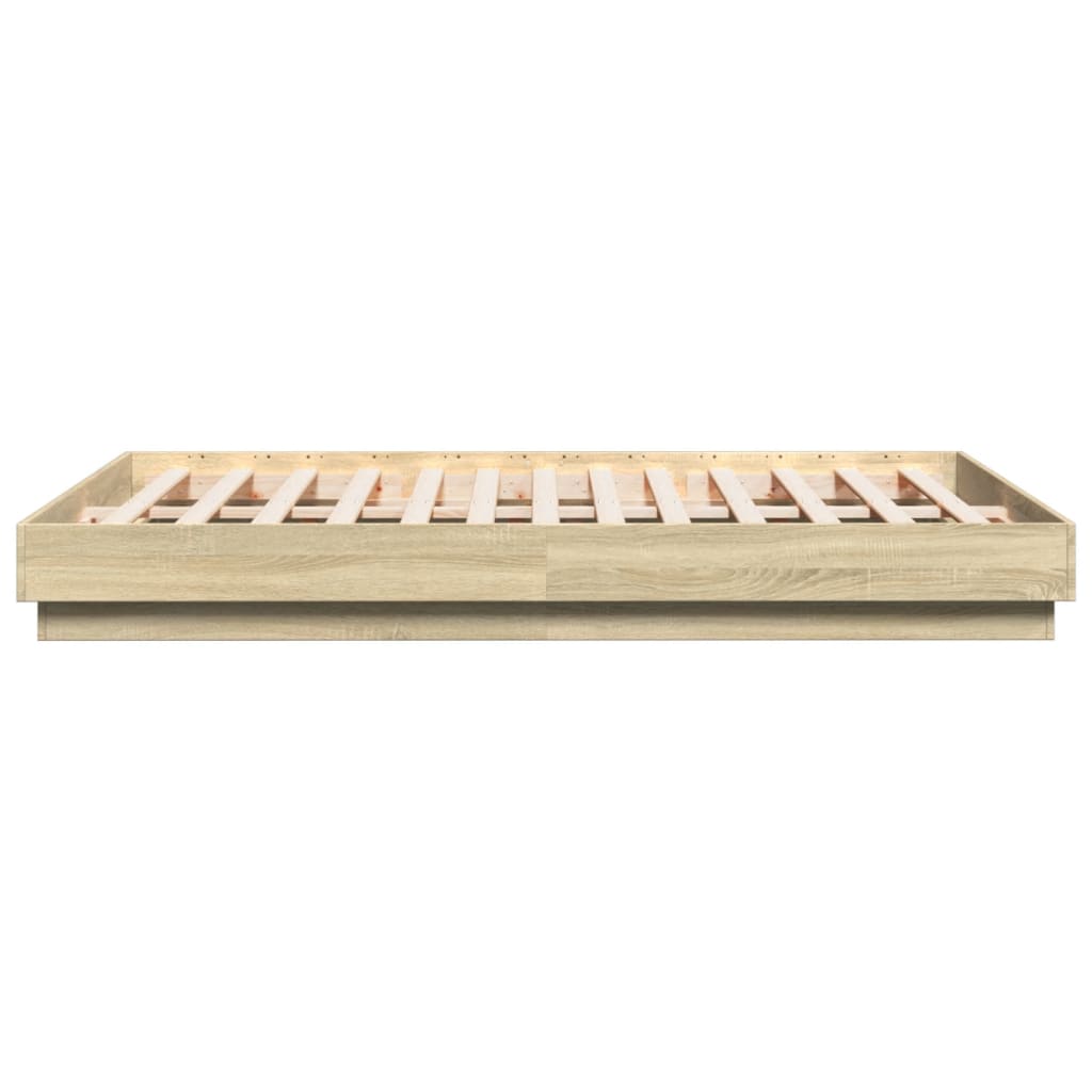 Bed Frame with LED Lights Sonoma Oak 120x200 cm