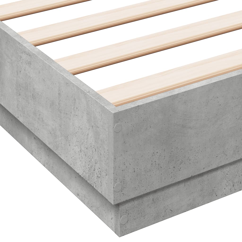 Bed Frame with LED without Mattress Concrete Grey 120x200 cm