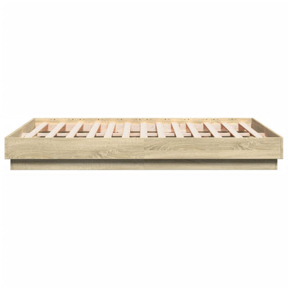 Bed Frame with LED Lights Sonoma Oak 140x190 cm