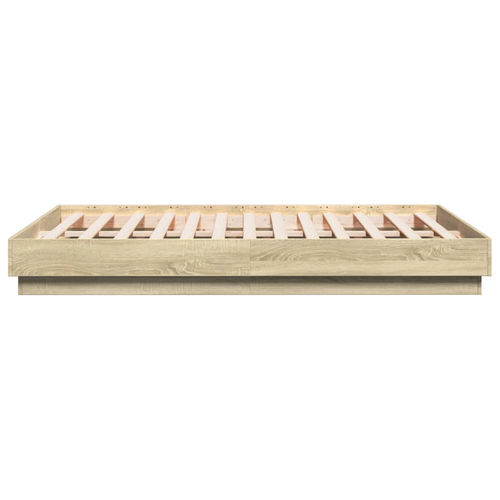 Bed Frame with LED Lights Sonoma Oak 120x190 cm Small Double