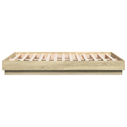 Bed Frame with LED Lights Sonoma Oak 120x190 cm Small Double