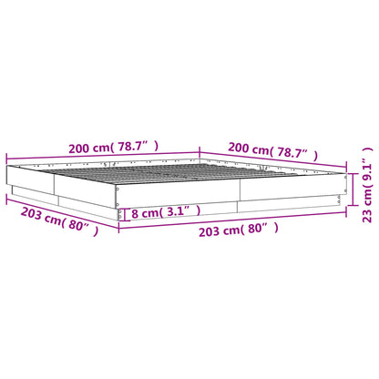 Bed Frame Smoked Oak 200x200 cm Engineered Wood