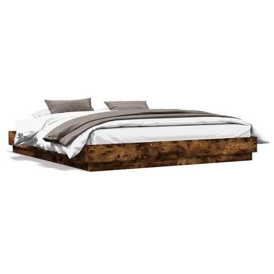 Bed Frame without Mattress Smoked Oak 180x200 cm Super King