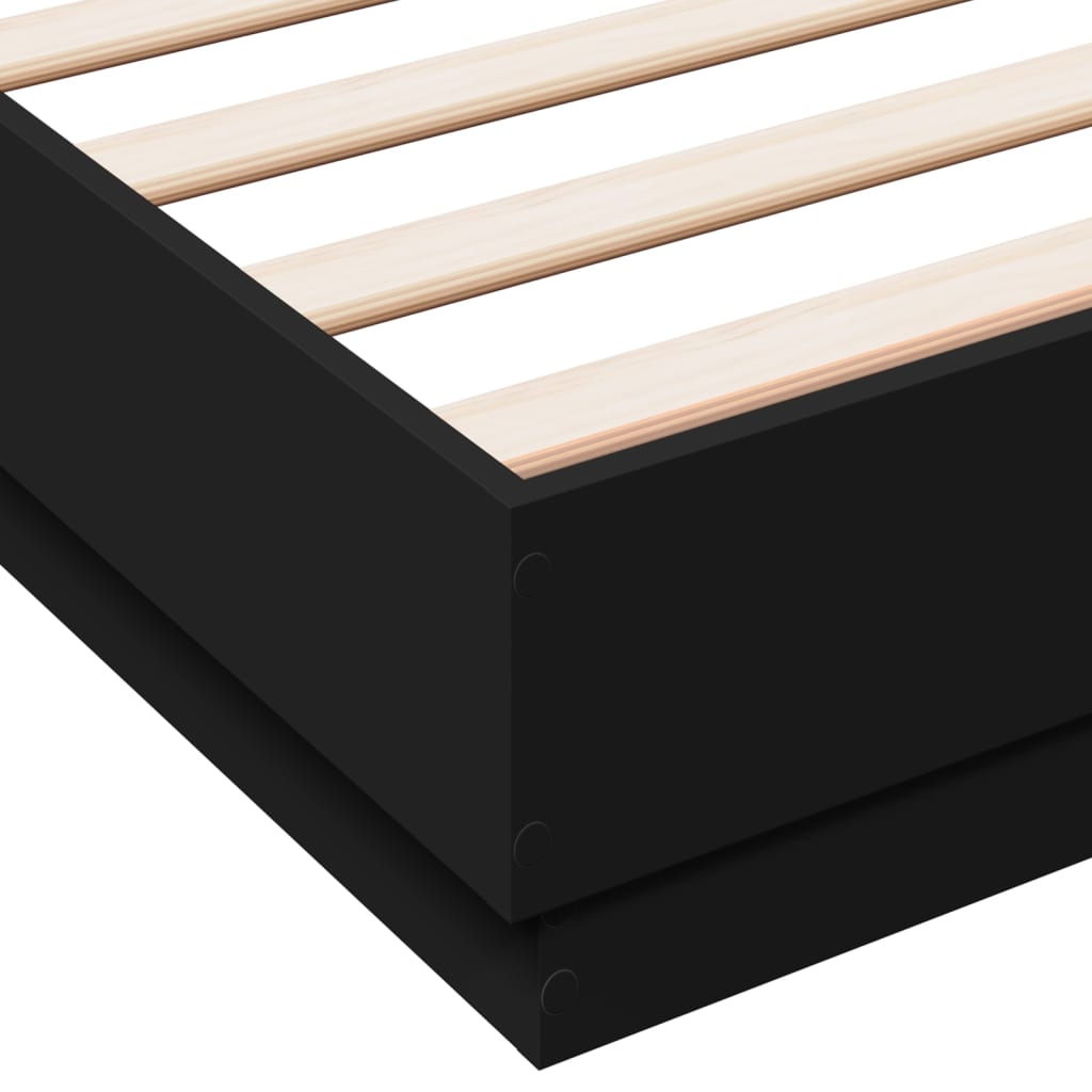 Bed Frame Black 150x200 cm King Size Engineered Wood