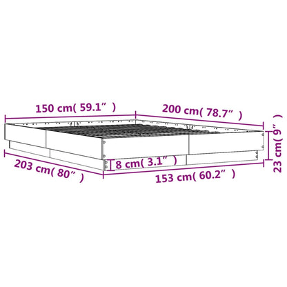 Bed Frame Black 150x200 cm King Size Engineered Wood