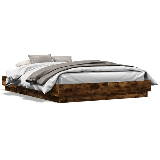 Bed Frame Smoked Oak 150x200 cm King Size Engineered Wood