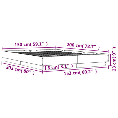 Bed Frame without Mattress Grey Sonoma 150x200 cm King Size