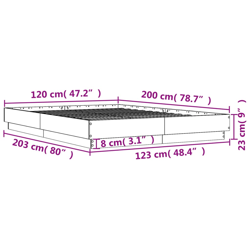 Bed Frame without Mattress Sonoma Oak 120x200 cm