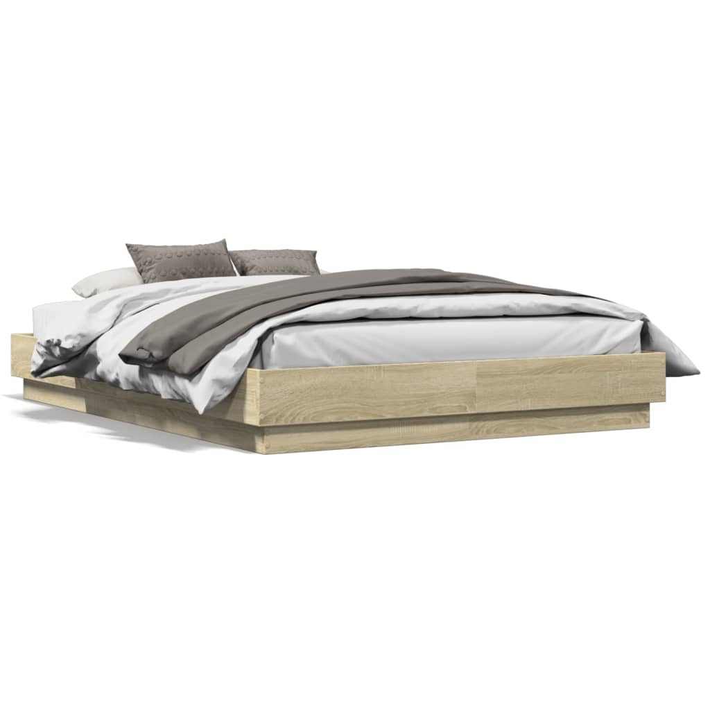 Bed Frame without Mattress Sonoma Oak 140x190 cm