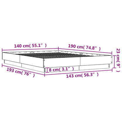 Bed Frame without Mattress Sonoma Oak 140x190 cm