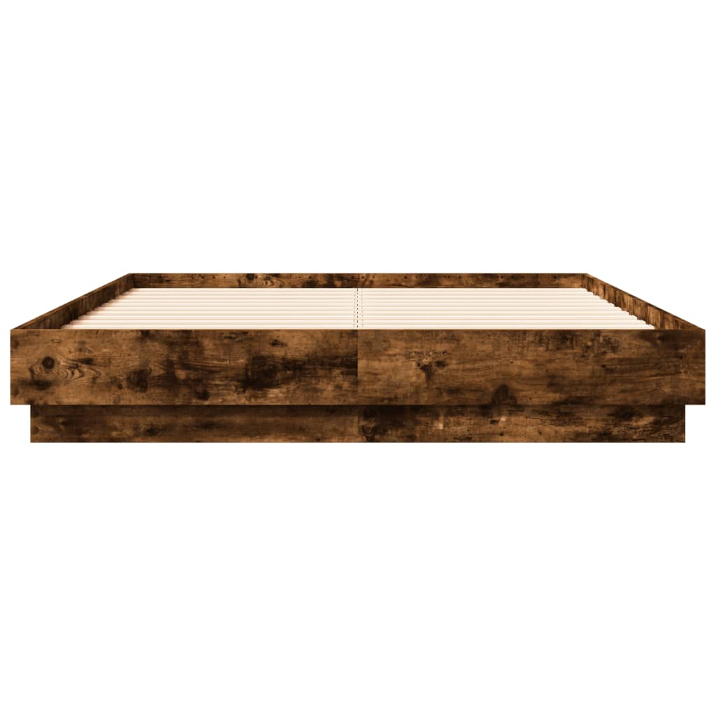 Bed Frame without Mattress Smoked Oak 140x190 cm