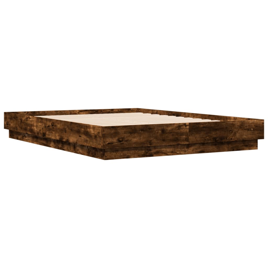 Bed Frame without Mattress Smoked Oak 140x190 cm