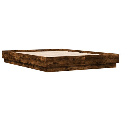 Bed Frame without Mattress Smoked Oak 140x190 cm