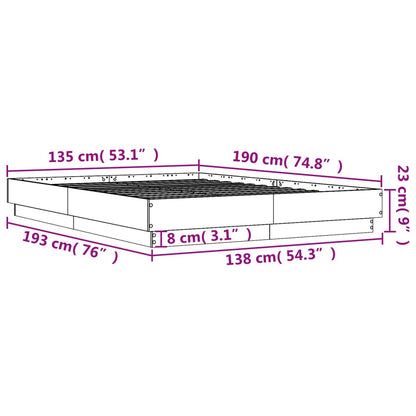 Bed Frame Sonoma Oak 135x190 cm Double Engineered Wood