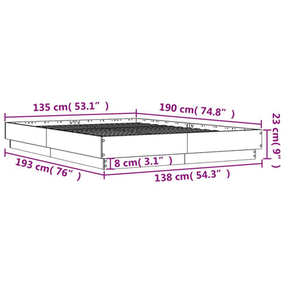 Bed Frame without Mattress Concrete Grey 135x190 cm Double