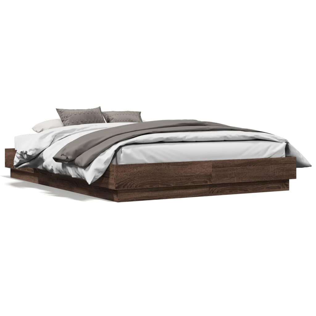 Bed Frame without Mattress Brown Oak 135x190 cm Double