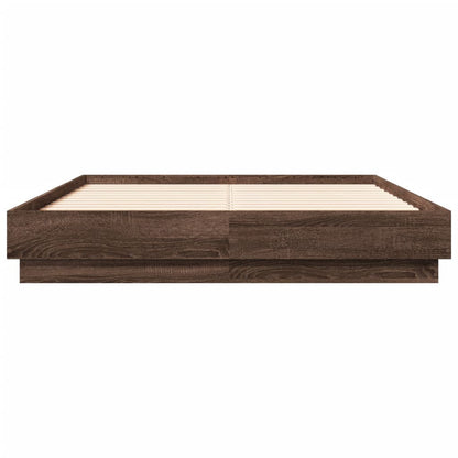 Bed Frame without Mattress Brown Oak 135x190 cm Double