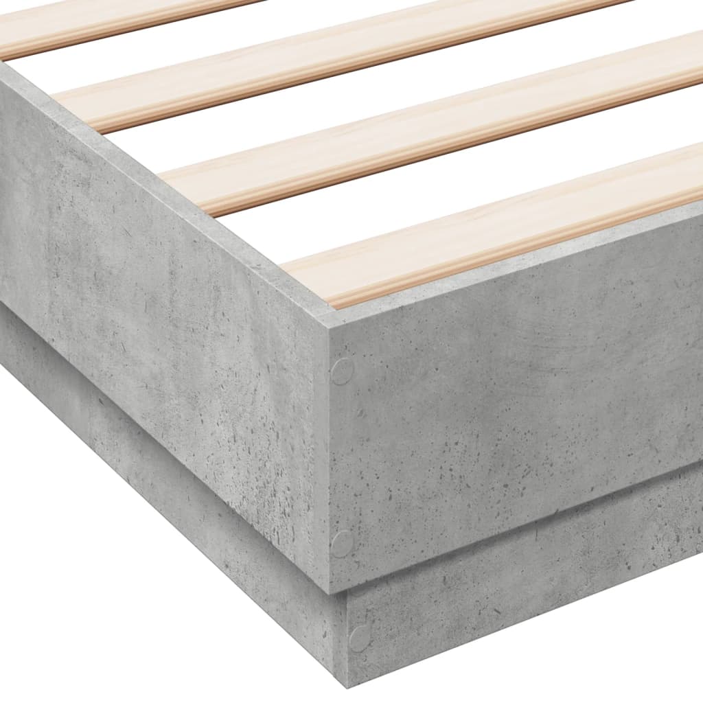 Bed Frame Concrete Grey 120x190 cm Small Double Engineered Wood