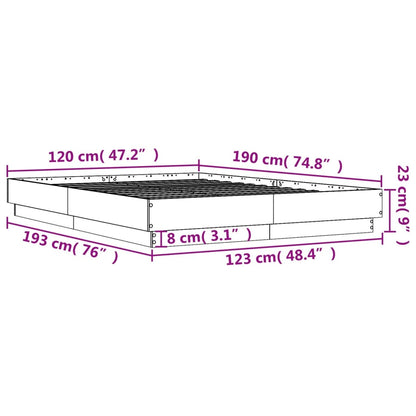 Bed Frame without Mattress Smoked Oak 120x190 cm Small Double