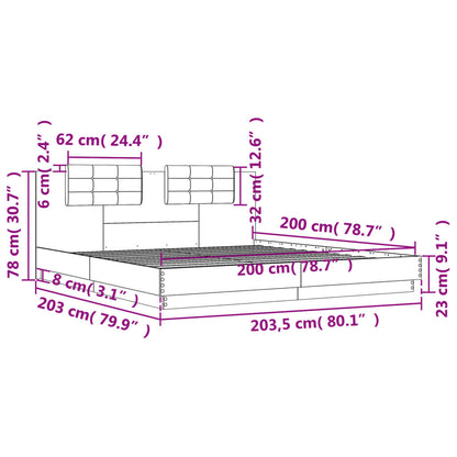 Bed Frame without Mattress Sonoma Oak 200x200 cm