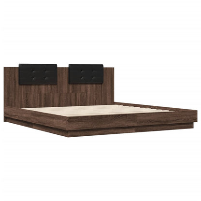 Bed Frame with Headboard Brown Oak 160x200 cm Engineered Wood