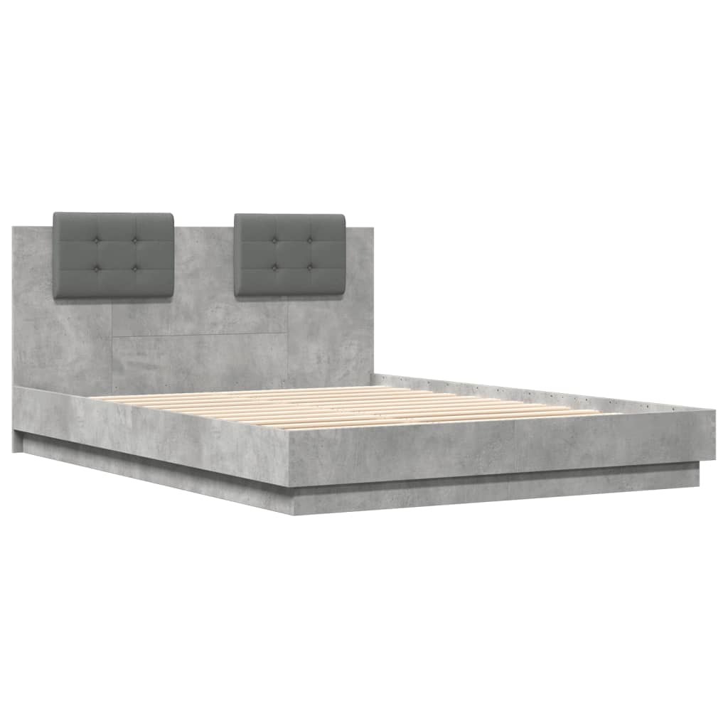 Bed Frame without Mattress Concrete Grey 150x200 cm King Size