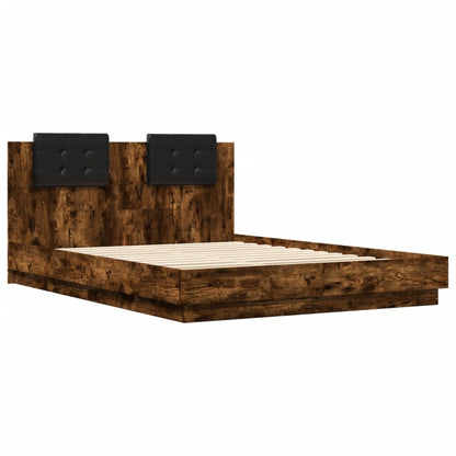 Bed Frame with Headboard Smoked Oak 150x200 cm King Size Engineered Wood