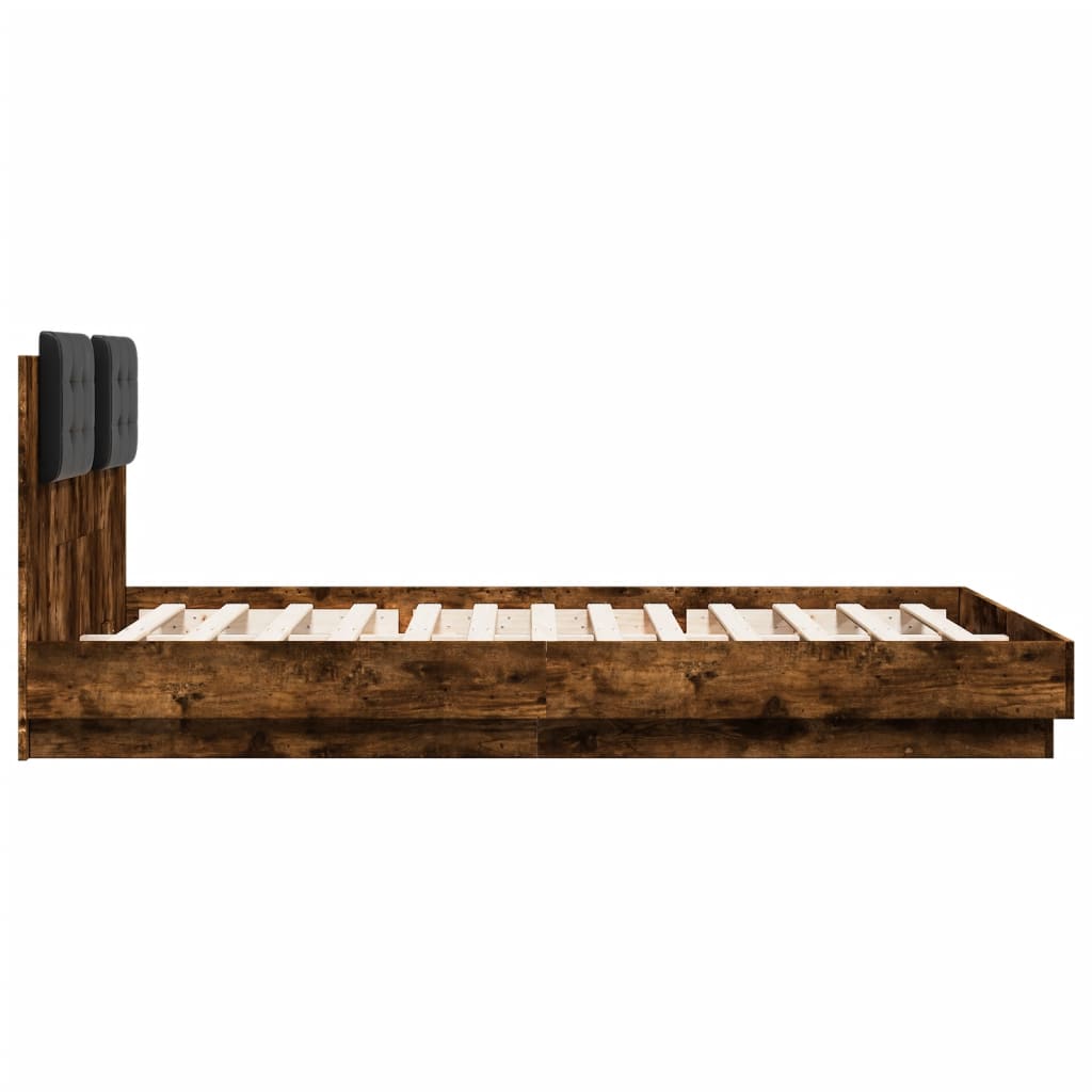 Bed Frame with Headboard Smoked Oak 150x200 cm King Size Engineered Wood