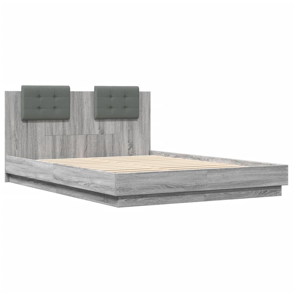 Bed Frame without Mattress Grey Sonoma 150x200 cm King Size