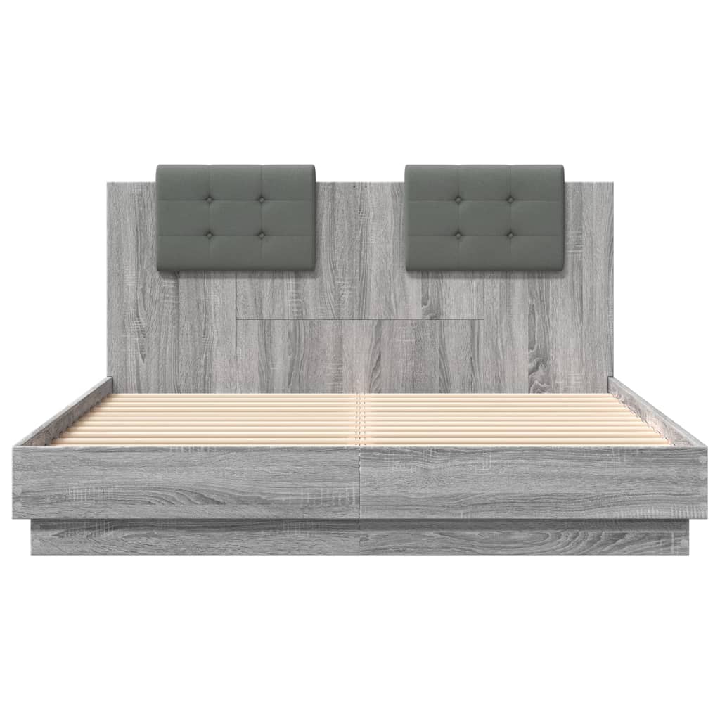 Bed Frame without Mattress Grey Sonoma 150x200 cm King Size