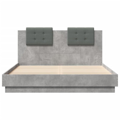 Bed Frame with Headboard Concrete Grey 140x200 cm Engineered Wood