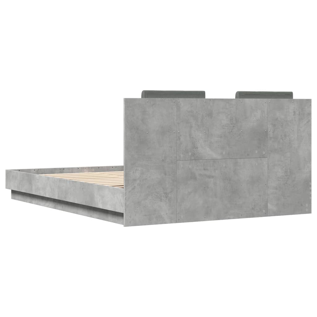 Bed Frame with Headboard Concrete Grey 140x200 cm Engineered Wood