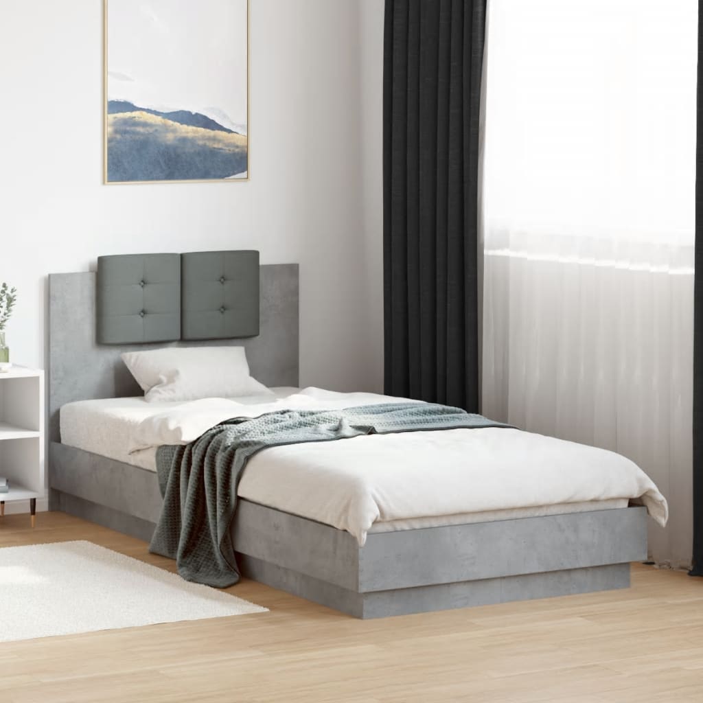 Bed Frame without Mattress Concrete Grey 100x200 cm