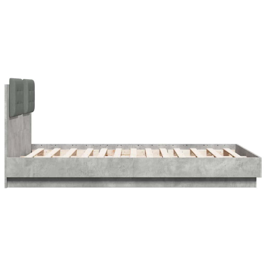 Bed Frame with Headboard Concrete Grey 135x190 cm Double Engineered Wood