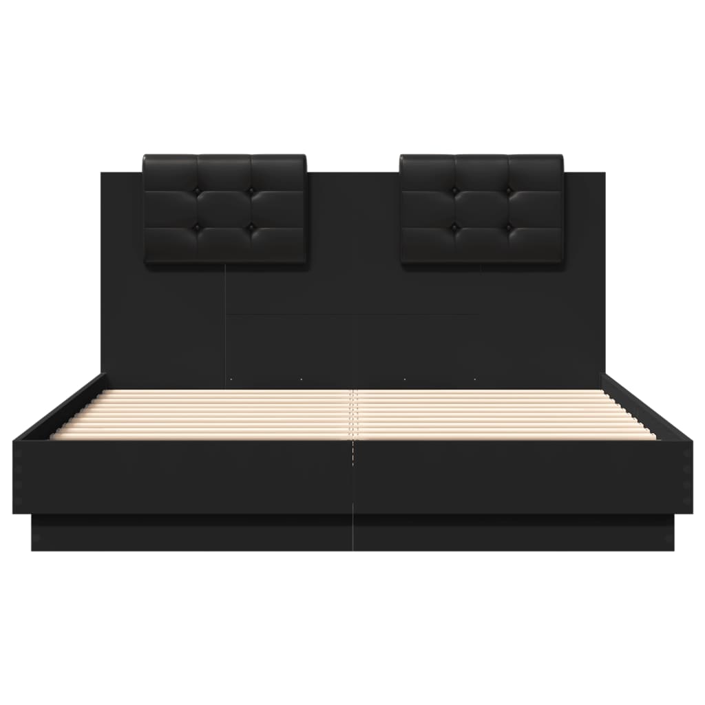 Bed Frame with Headboard Black 120x190 cm Small Double Engineered Wood