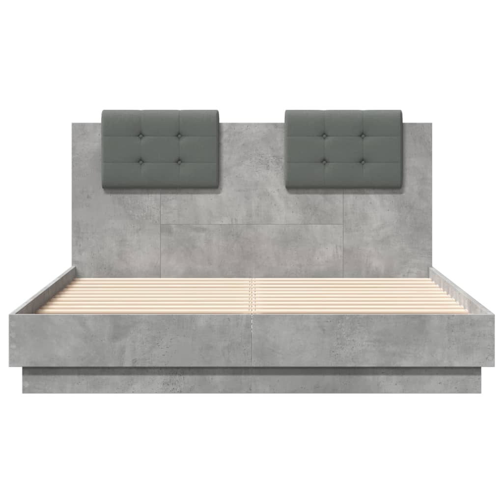 Bed Frame with Headboard Concrete Grey 120x190 cm Small Double Engineered Wood