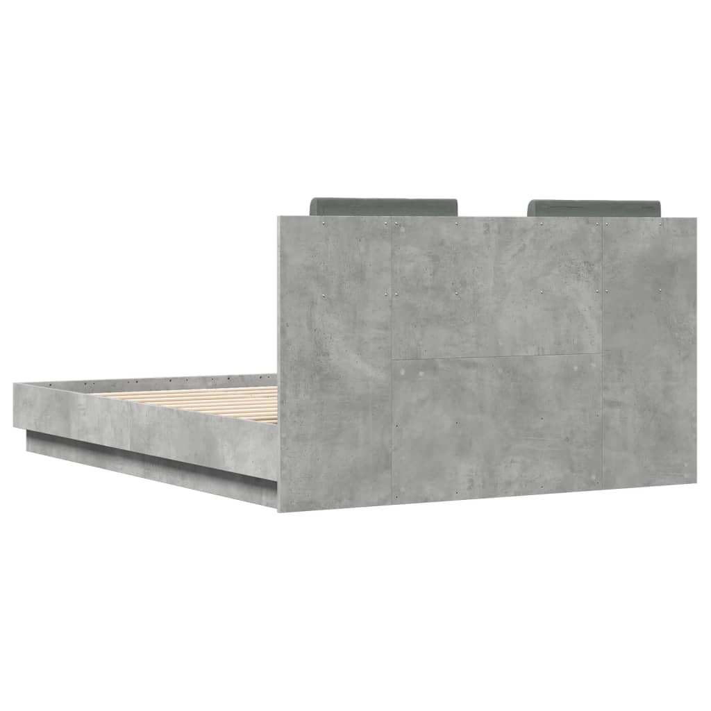 Bed Frame with Headboard Concrete Grey 120x190 cm Small Double Engineered Wood